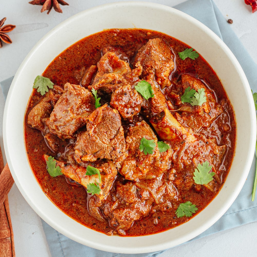 Mutton Masala — Medium spiced, balanced.. Served at Café Malabar, authentic Kerala & Malabar restaurant at 142 Arab Street, Singapore.
