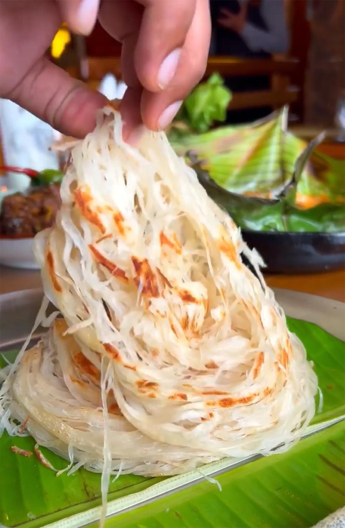 Nool Parotta — Ribbon parotta.. Served at Café Malabar, authentic Kerala & Malabar restaurant at 142 Arab Street, Singapore.