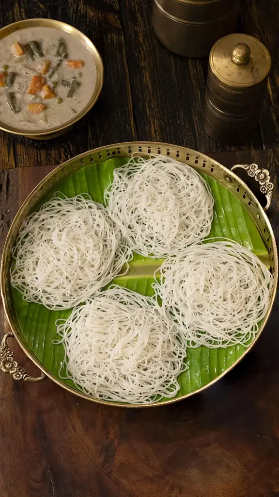 Idiyappam (3 pcs) — String hoppers.. Served at Café Malabar, authentic Kerala & Malabar restaurant at 142 Arab Street, Singapore.