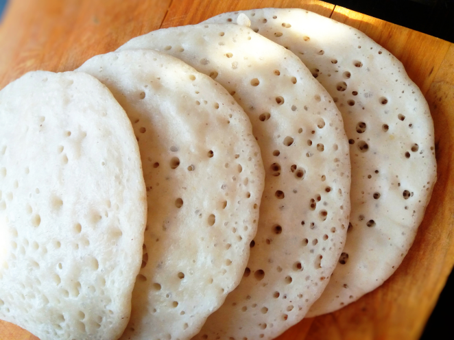 Kallappam — Coconut pancake.. Served at Café Malabar, authentic Kerala & Malabar restaurant at 142 Arab Street, Singapore.