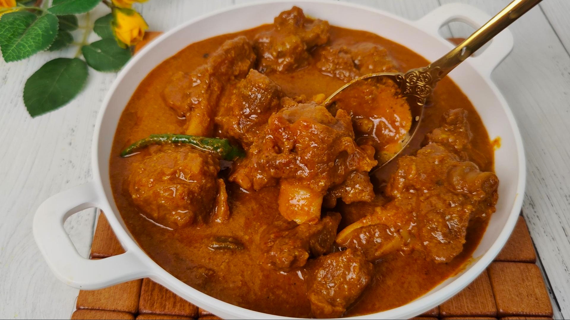 Mutton Kurma — Coconut cashew gravy.. Served at Café Malabar, authentic Kerala & Malabar restaurant at 142 Arab Street, Singapore.