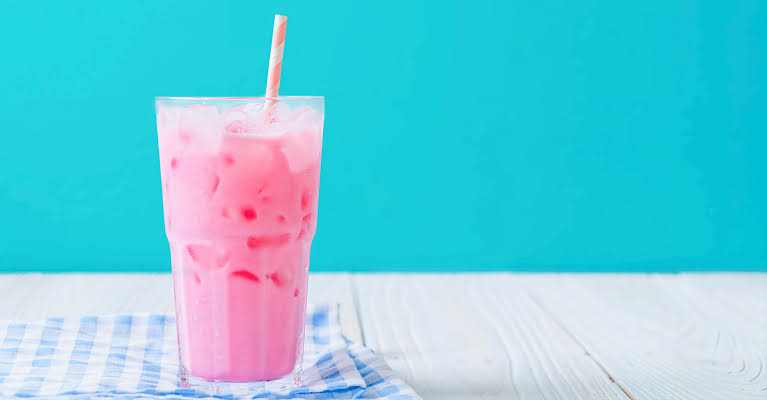 Rose Milk. Served at Café Malabar, authentic Kerala & Malabar restaurant at 142 Arab Street, Singapore.