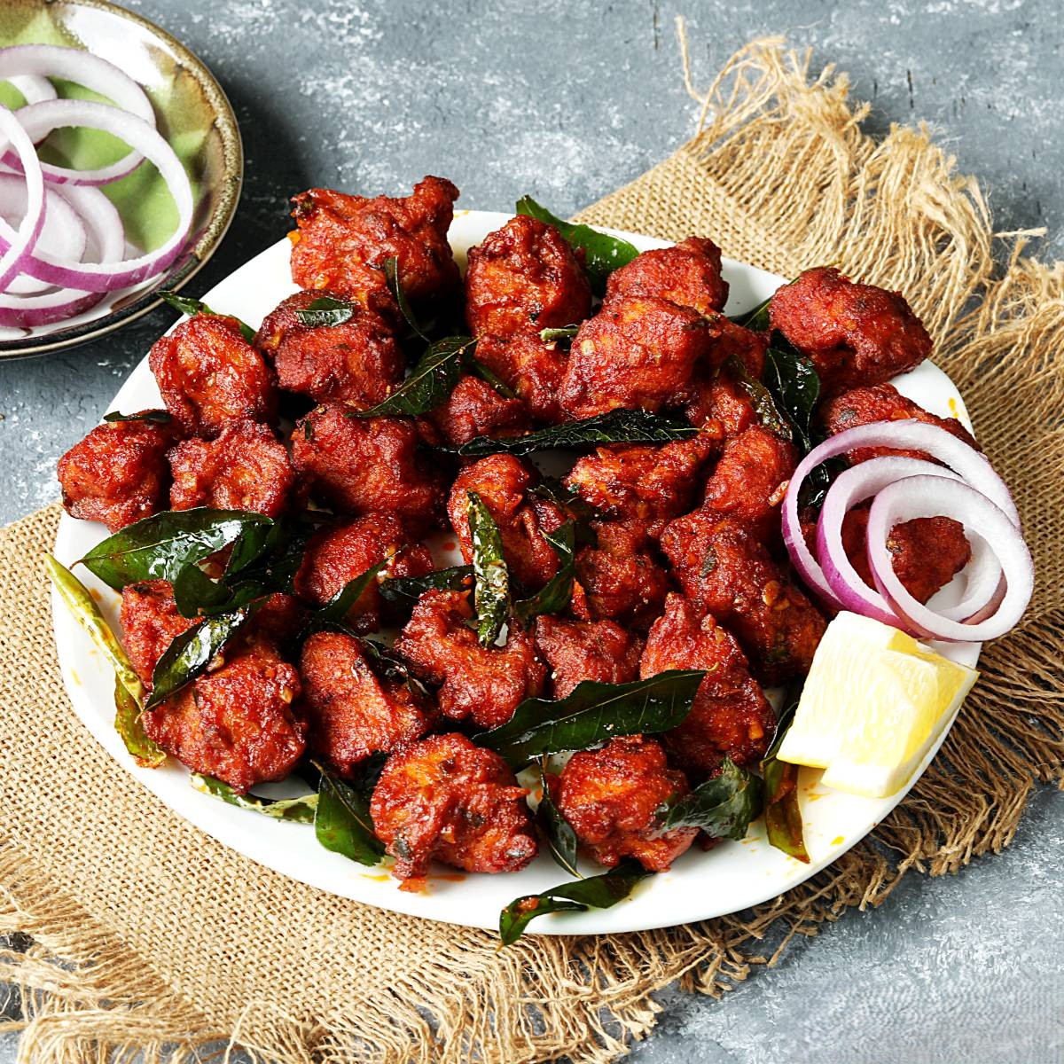 Chicken 65 — Spicy fried classic.. Served at Café Malabar, authentic Kerala & Malabar restaurant at 142 Arab Street, Singapore.